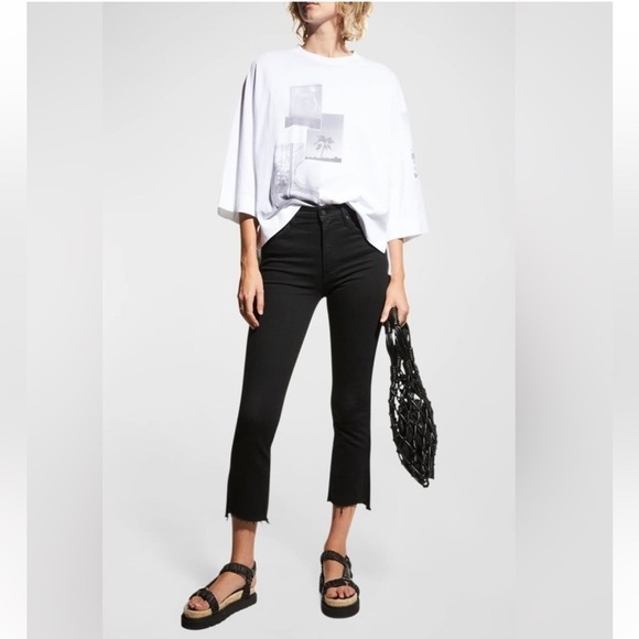 Mother Jeans Insider Crop Two Step Fray Guilty Party Racer Casual Chic Black 26 - Picture 1 of 16